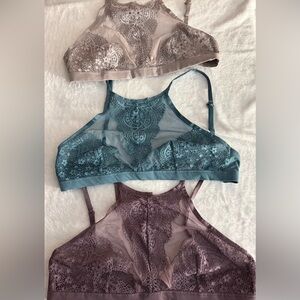 Lot of 3 Victoria's Secret Crochet Lace High Neck Bralette bra size xl